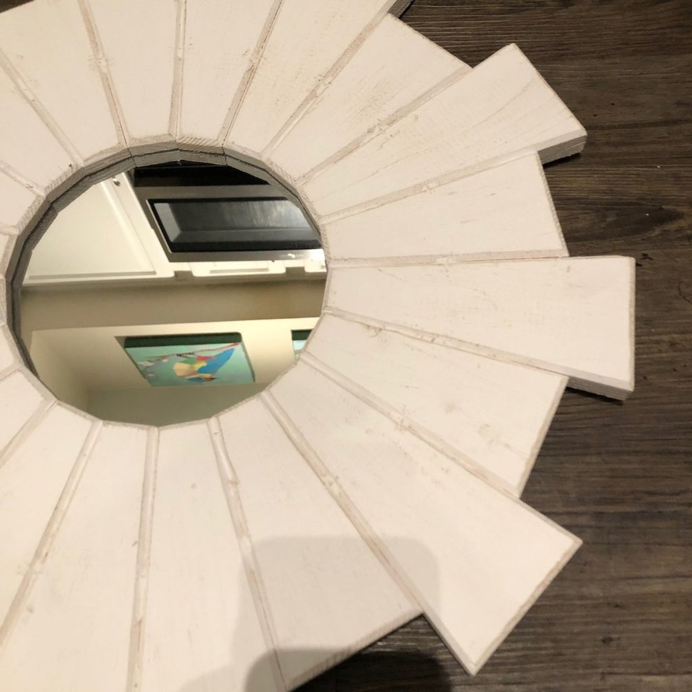 Rustic Wooden Sunburst Mirror - Picture 3 of 4